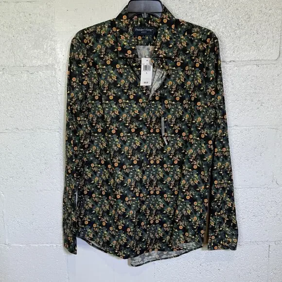 Paisley & Gray Men's Samuel SlimFit Floral Button-Down Shirt Garden night  L $95 - Picture 5 of 8